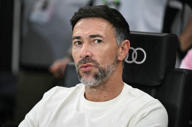 Inter Miami's Argentine coach Kily Gonzalez looks on ahead of the Campeones Cup final football match between Inter Miami CF and Mexico's Cruz Azul at Nu Stadium in Miami, Florida, on September 16, 2026. (Photo by CHANDAN KHANNA / AFP)