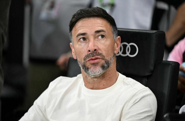Inter Miami's Argentine coach Kily Gonzalez looks on ahead of the Campeones Cup final football match between Inter Miami CF and Mexico's Cruz Azul at Nu Stadium in Miami, Florida, on September 16, 2026. (Photo by CHANDAN KHANNA / AFP)