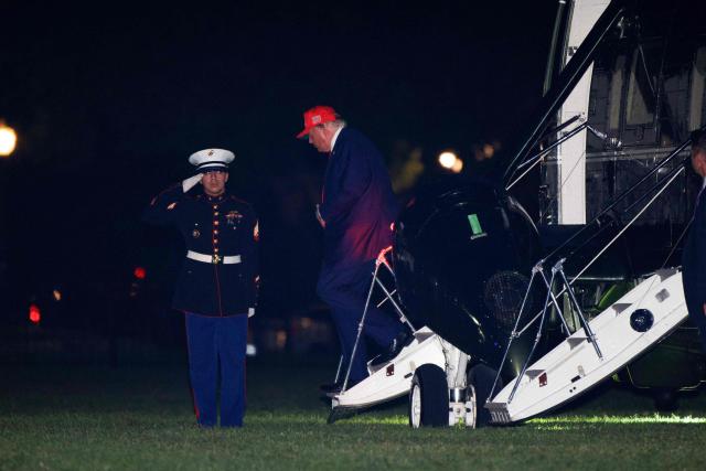 US President Donald Trump disembarks from Marine One after arriving on the Ellipse near the White House in Washington, DC on September 16, 2026. Trump is returning from Gastonia, North Carolina after campaigning for Republican US Senate candidate Michael Whatley. (Photo by Kent Nishimura / AFP)