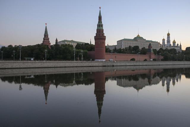 This photograph shows a general view of the Kremlin during the sunrise taken in central Moscow on September 17, 2026. (Photo by Igor IVANKO / AFP)
