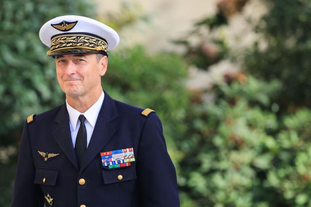 General Chief of Staff of the French Armed Forces Fabien Mandon arrives ahead of a meeting Jordan's King for a meeting of the Aqaba process in support of the Lebanese armed forces at the Hotel des Invalides in Paris on September 17, 2026. (Photo by Ludovic MARIN / AFP)