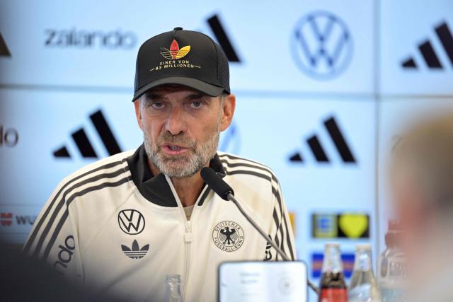Germany's National coach Juergen Klopp addresses a press conference to announce his squad, on September 17, 2026 at the headquarters of DFB (German Football Federation) in Frankfurt, western Germany, ahead of the Nations league football matches. (Photo by Hannes P. Albert / AFP)