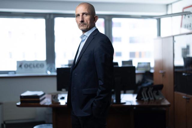 (FILES) Head of the Central Office for the Fight Against Organized Crime (OCLCO) Thibaut Fontaine, poses in his office in Nanterre on September 07, 2026. Heir to the famous "Brigades du Tigre" (Tiger Brigades), "l'Office central de lutte contre le crime organise" (the Central Office for the Fight against Organized Crime - OCLCO), which is celebrating its twentieth anniversary, is confronted with "high-spectrum" crime undergoing a "profound transformation" around the highly lucrative drug trade, explains its head, Thibaut Fontaine, in an interview with AFP. (Photo by Joel Saget / AFP)