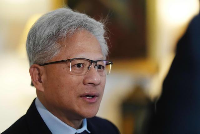 Nvidia chief executive Jensen Huang records a pool interview ahead of a conference hosted by Britain's King Charles III for leaders from the artificial intelligence (AI) sector and government, at Dumfries House in Cumnock, Scotland on September 17, 2026. The king was to expected to urge tech giants to ensure that artificial intelligence is geared to serve humanity and that mankind does "not lose control". (Photo by Jonathan Brady / POOL / AFP)