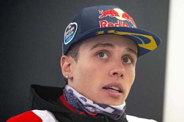Pro Honda LCR Team's Brazilian rider Diogo Moreira speaks to journalists at the Red Bull Ring racetrack in Spielberg, Austria on September 17, 2026 prior to the Austrian Moto GP Grand Prix 2026. (Photo by Joe Klamar / AFP)