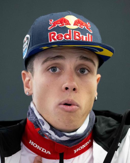 Pro Honda LCR Team's Brazilian rider Diogo Moreira speaks to journalists at the Red Bull Ring racetrack in Spielberg, Austria on September 17, 2026 prior to the Austrian Moto GP Grand Prix 2026. (Photo by Joe Klamar / AFP)