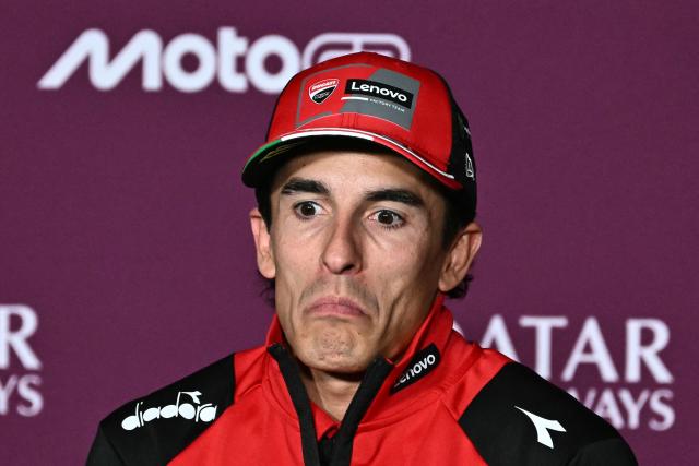 Team Ducati Lenovo Team's Spanish rider Marc Marquez reacts during a press conference at the Red Bull Ring racetrack in Spielberg, Austria on September 17, 2026 prior to the Austrian Moto GP Grand Prix 2026. (Photo by Joe Klamar / AFP)
