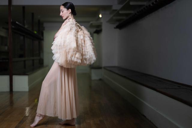 Paris' National Opera "Etoile" dancer Dorothee Gilbert poses in the dancers' dressing room of the Opera Garnier in Paris on September 15, 2026. (Photo by Joel Saget / AFP)