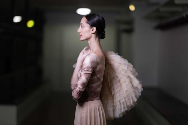 Paris' National Opera "Etoile" dancer Dorothee Gilbert poses in the dancers' dressing room of the Opera Garnier in Paris on September 15, 2026. (Photo by Joel Saget / AFP)