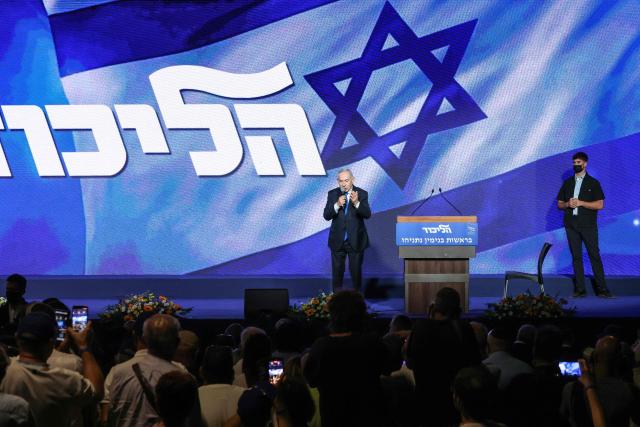 Israeli Prime Minister Benjamin Netanyahu delivers a speech during a Jewish New Year greetings event attended by members of the Likud party in Tel Aviv on September 17, 2026. Israel heads to the polls on October 27 in its first election since the October 7, 2023 Hamas-led attack, in what is seen as a referendum on the prime minister. (Photo by Jack GUEZ / AFP)