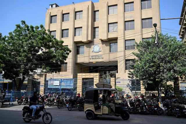 An exterior view of Dow University of Health Sciences is seen in Karachi on September 17, 2026. Dozens of Afghans studying to be doctors in Pakistan hope a court hearing on September 18 will overturn an order by the country's medical board for them to be expelled from colleges and universities and sent home. (Photo by Rizwan TABASSUM / AFP)