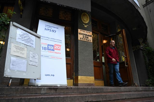 A man leaves a polling station during Russia's parliamentary election in Moscow on September 18, 2026. (Photo by Igor IVANKO / AFP)