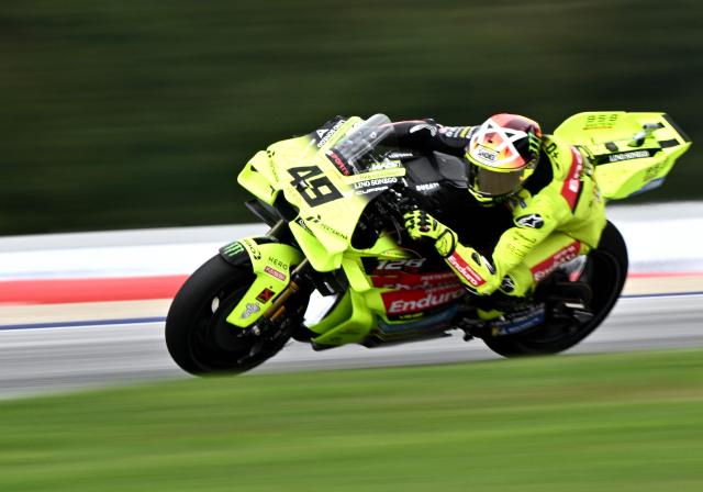Pertamina Enduro VR46 Racing Team's Italian rider Fabio Di Giannantonio takes part in the MotoGP Free Practice 2 on the second day of the Grand Prix of Austria MotoGP event in Spielberg bei Knittelfeld, Austria, on September 18, 2026. (Photo by Joe Klamar / AFP)