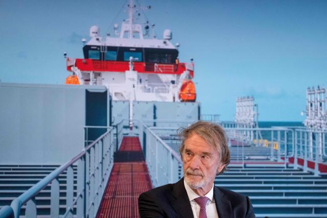 INEOS chairman Sir Jim Ratcliffe reacts on stage during the inauguration of the Greensand carbon capture and storage (CCS) project in Esbjerg, Denmark, on September 18, 2026. Greensand is the first project in the European Union designed to demonstrate a full CCS value chain, including the capture, transport and storage of carbon dioxide in depleted oil and gas reservoirs beneath the North Sea. (Photo by Bo Amstrup / Ritzau Scanpix / AFP) / Denmark OUT