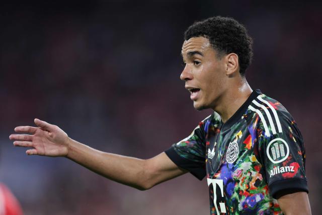 Bayern Munich's German midfielder #10 Jamal Musiala celebrates scoring his team's first goal during the German first division Bundesliga football match between FC Bayern Munich and Union Berlin in Munich, southern Germany on September 18, 2026. (Photo by Alexandra BEIER / AFP)