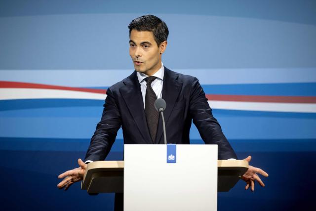 Netherlands' Prime Minister Rob Jetten addresses the media during his weekly press briefing in The Hague on September 18, 2026. (Photo by Koen van Weel / ANP / AFP) / Netherlands OUT