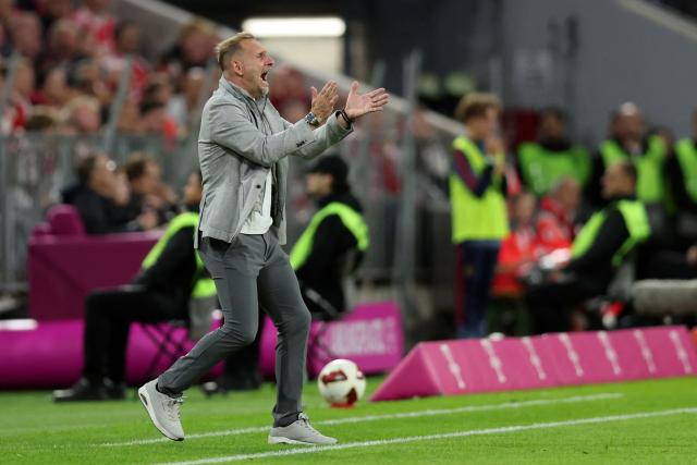Union Berlin's Swiss head coach Mauro Lustrinelli reacts during the German first division Bundesliga football match between FC Bayern Munich and Union Berlin in Munich, southern Germany on September 18, 2026. (Photo by Alexandra BEIER / AFP)
