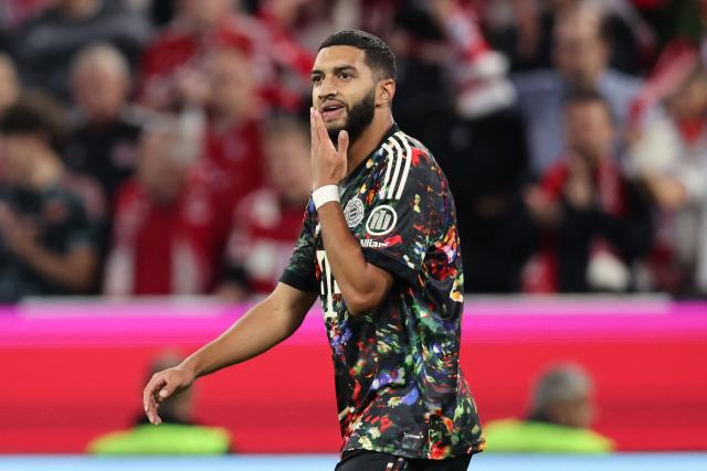 Bayern Munich's Moroccan midfielder #34 Ismael Saibari celebrates scoring his team's fifth goal during the German first division Bundesliga football match between FC Bayern Munich and Union Berlin in Munich, southern Germany on September 18, 2026. (Photo by Alexandra BEIER / AFP)