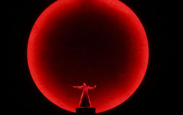 A dancer from the China Ningbo Performance and Arts Group performs a scene from the award-winning Chinese dance drama “Mulan” during a dress rehearsal at the David H. Koch Theater at Lincoln Center in Nedw York on September 18,, 2026. The China Arts and Entertainment Group (CAEG) is presenting the New York debut of the award-winning dance drama. (Photo by TIMOTHY A. CLARY / AFP)