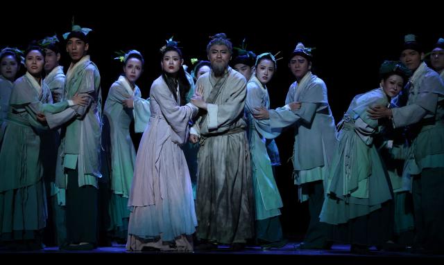 Dancers from the China Ningbo Performance and Arts Group perform a scene from the award-winning Chinese dance drama “Mulan” during a dress rehearsal at the David H. Koch Theater at Lincoln Center in New York on September 18, 2026. The China Arts and Entertainment Group (CAEG) is presenting the New York debut of the award-winning dance drama. (Photo by TIMOTHY A. CLARY / AFP)