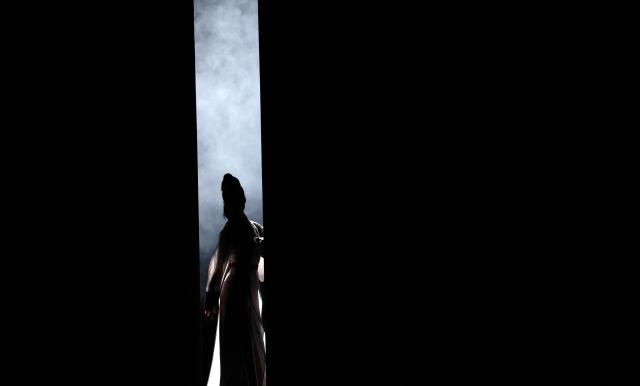 A dancer from the China Ningbo Performance and Arts Group performs a scene from the award-winning Chinese dance drama “Mulan” during a dress rehearsal at the David H. Koch Theater at Lincoln Center in New York on September 18, 2026. The China Arts and Entertainment Group (CAEG) is presenting the New York debut of the award-winning dance drama. (Photo by TIMOTHY A. CLARY / AFP)