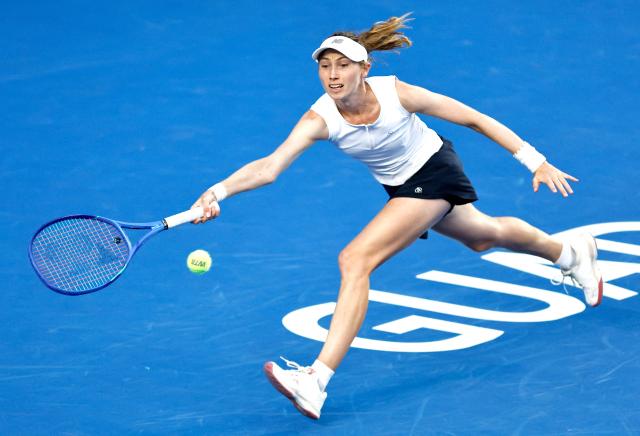 Spain's Cristina Bucsa returns to US' Iva Jovic during their women's singles semi-final match at the WTA Guadalajara Open tournament in Zapopan, Mexico on September 18, 2026. (Photo by ULISES RUIZ / AFP)