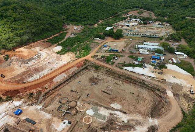 Aerial view of Era Dorada mining project in Asuncion Mita, Jutiapa, Guatemala on September 18, 2026. Communities and environmental organizations from Guatemala and El Salvador called on Guatemala's Public Prosecutor's Office to permanently close the operations of Era Dorada mining project four years after a municipal consultation rejected metal mining in the municipality. (Photo by Marvin RECINOS / AFP)