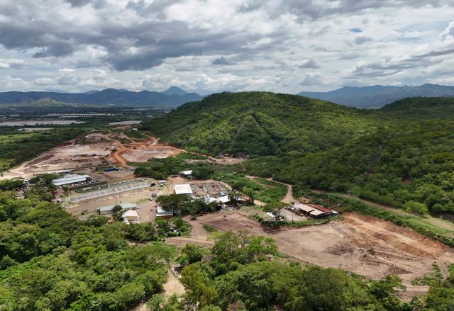 Aerial view of Era Dorada mining project in Asuncion Mita, Jutiapa, Guatemala on September 18, 2026. Communities and environmental organizations from Guatemala and El Salvador called on Guatemala's Public Prosecutor's Office to permanently close the operations of Era Dorada mining project four years after a municipal consultation rejected metal mining in the municipality. (Photo by Marvin RECINOS / AFP)
