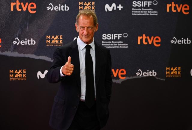 French actor Vincent Lindon poses during a photocall to promote the film " Les Miserables" during the 74th San Sebastian International Film Festival in the northern Spanish Basque city of San Sebastian on September 19, 2026. (Photo by ANDER GILLENEA / AFP)