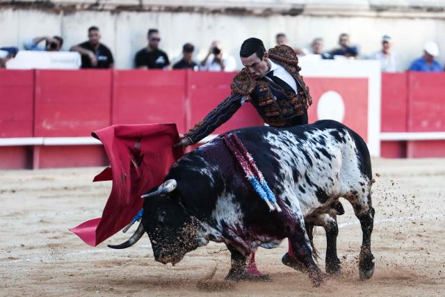 Spanish matador Jose Maria Manzanares performs during a bullfight as part of the Feria in Nîmes, southern France, on September 19, 2026. (Photo by Thibaud MORITZ / AFP)