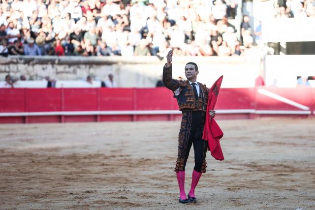 Spanish matador Jose Maria Manzanares salutes after a bullfight as part of the Feria in Nîmes, southern France, on September 19, 2026. (Photo by Thibaud MORITZ / AFP)