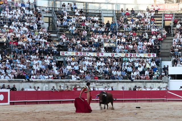 French matador Sebastien Castella performs during a bullfight as part of the Feria in Nîmes, southern France, on September 19, 2026. (Photo by Thibaud MORITZ / AFP)