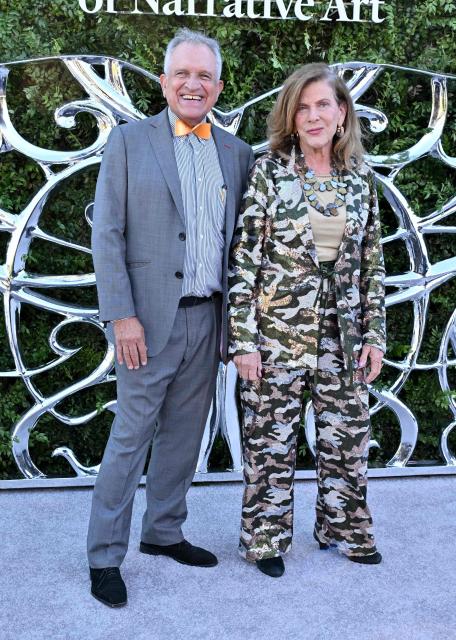 US landscape architect Mia Lehrer and her husband architech Michael Lehrer attend the Lucas Museum of Narrative Art opening night celebration in Los Angeles on September 19, 2026. (Photo by LISA O'CONNOR / AFP)