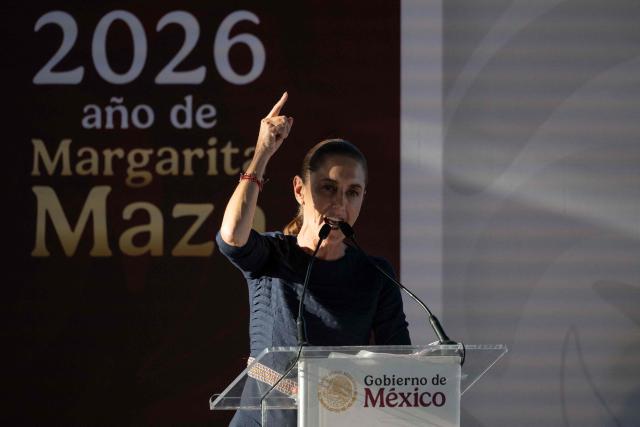 Mexico's President Claudia Sheinbaum gives a speech during the presentation of her second year government report in Tijuana, Baja California state, Mexico on September 19, 2026. (Photo by Guillermo Arias / AFP)