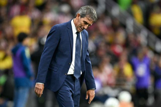 America's Uruguayan head coach Guillermo Almada reacts during the Liga MX Apertura tournament football match between America and Guadalajara at Banorte stadium in Mexico City on September 19, 2026. (Photo by YURI CORTEZ / AFP)