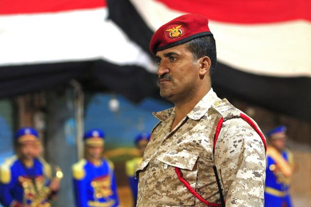 A security personnel stands guard during a ceremony organised by Houthi authorities to mark the 12th anniversary of takeover of Yemeni capital, in Sanaa on September 20, 2026. (Photo by Mohammed HUWAIS / AFP)