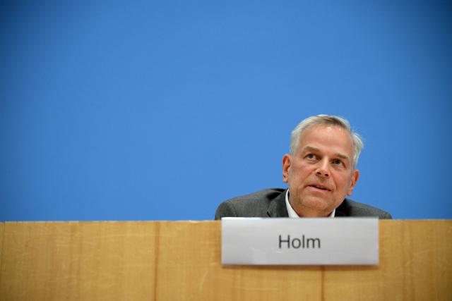 The candidate for Mecklenburg-Western Pomerania's State Premier of the far-right Alternative for Germany (AfD) party Leif-Erik Holm speaks during a press conference one day after state elections in Berlin and Mecklenburg-Western Pomerania, in Berlin on September 21, 2026. (Photo by RALF HIRSCHBERGER / AFP)
