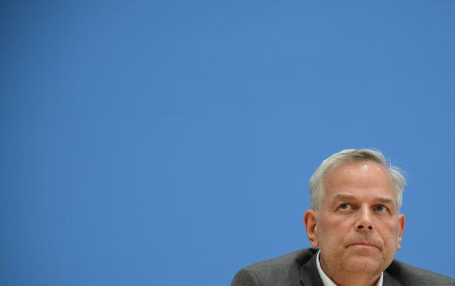The candidate for Mecklenburg-Western Pomerania's State Premier of the far-right Alternative for Germany (AfD) party Leif-Erik Holm speaks during a press conference one day after state elections in Berlin and Mecklenburg-Western Pomerania, in Berlin on September 21, 2026. (Photo by RALF HIRSCHBERGER / AFP)