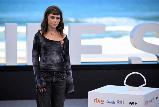 Spanish actress Haizea Carneros poses during a photocall to promote the film "Sacamantecas" during the 74th San Sebastian International Film Festival in the northern Spanish Basque city of San Sebastian on September 21, 2026. (Photo by ANDER GILLENEA / AFP)