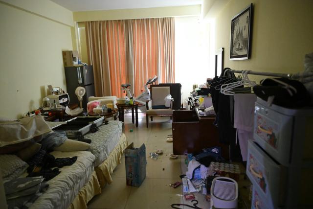 A room is seen at a closed cyber scam centre in Bavet town, Svay Reang province on September 21, 2026. Cambodia this week hosts officials from more than 20 countries for a conference on combating online scammers, seeking to showcase its own crackdown under increasing international pressure. (Photo by TANG CHHIN SOTHY / AFP)
