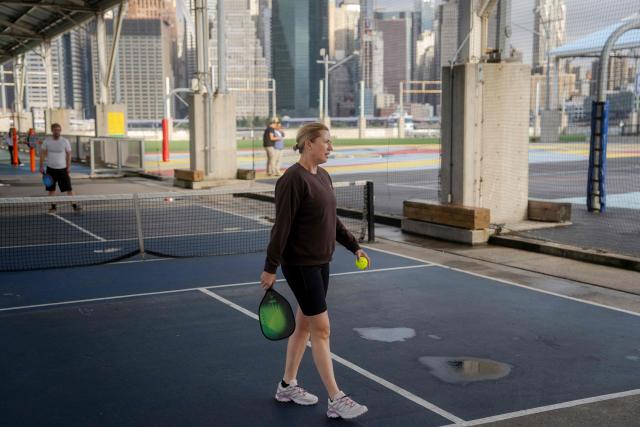Denmark's Prime Minister Mette Frederiksen plays pickleball in Brooklyn, New York, on September 21, 2026. An agreement between the United States, Greenland and Denmark is expected to be signed on the sidelines of the United Nations General Assembly. (Photo by Mads Claus Rasmussen / Ritzau Scanpix / AFP) / Denmark OUT