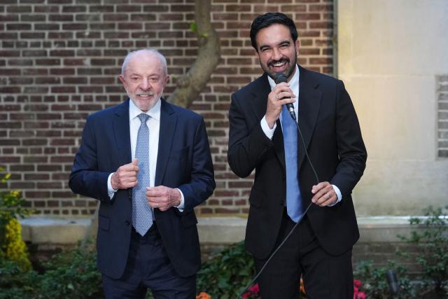 New York City Mayor Zohran Mamdani (R) speaks as he stands alongside Brazilian President Luiz Inacio Lula da Silva during a meeting at the residence of Brazil’s ambassador to the United Nations in New York on September 21, 2026. (Photo by Adam Gray / POOL / AFP)