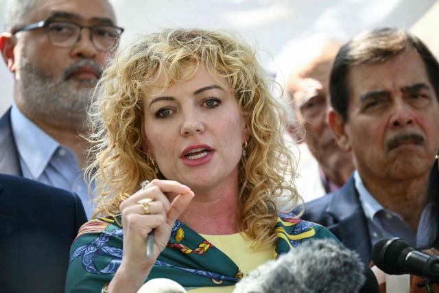 Kate Lincoln-Goldfinch, attorney representing the family of Wilber Rafael Garces Perez, speaks during a news conference a day after Perez, a Venezuelan national, was shot and wounded during a US Immigration and Customs Enforcement (ICE) operation in Austin, Texas, on September 21, 2026. Venezuelan migrant Wilber Rafael Garces Perez, 28, was rushed to a hospital after he was shot on September 20 by a US immigration agent, local officials said, voicing outrage and demanding an investigation into what happened. The man was in stable but serious condition with one gunshot wound to the torso suffered during a foot pursuit, the officials said, stressing that information on what occurred was "very preliminary." (Photo by RONALDO SCHEMIDT / AFP)