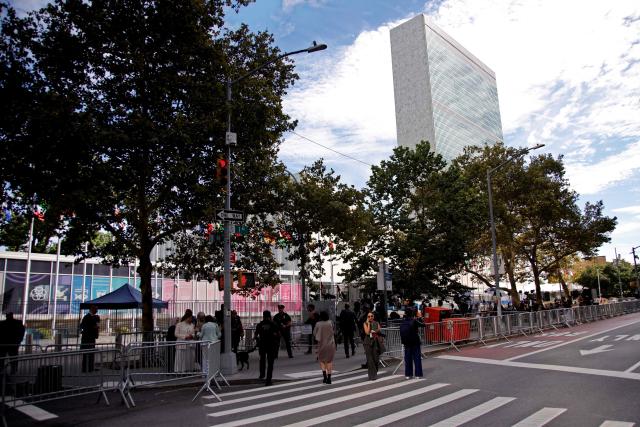 Law enforcement provides security around United Nations headquarters in New York on September 21, 2026, on the eve of the start of the UN General Assembly. (Photo by Leonardo MUNOZ / AFP)