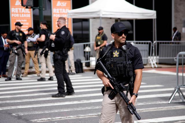 Law enforcement provides security around United Nations headquarters in New York on September 21, 2026, on the eve of the start of the UN General Assembly. (Photo by Leonardo MUNOZ / AFP)