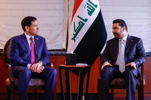 Iraqi Prime Minister Ali al-Zaidi (R) meets with US Secretary of State Marco Rubio on the sidelines of the 81st United Nations General Assembly in New York City, US, September 21, 2026. (Photo by Jeenah Moon / POOL / AFP)