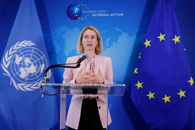European Commission Vice President Kaja Kallas speaks during a news conference ahead of the United Nations General Assembly in New York, on September 21, 2026. (Photo by Leonardo MUNOZ / AFP)