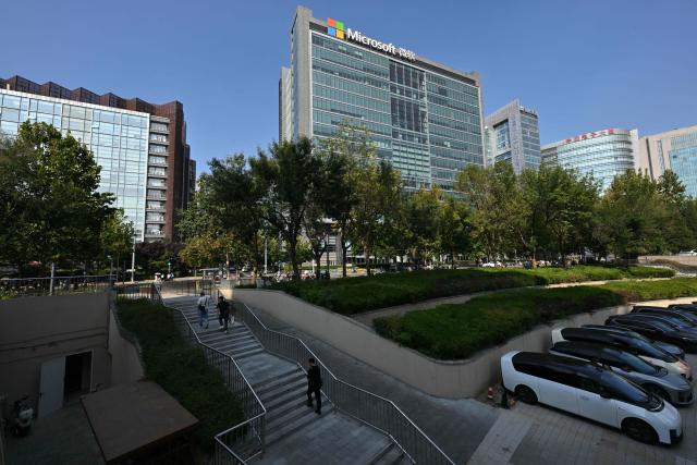 The building of the US tech company Microsoft is pictured in Beijing on September 22, 2026. (Photo by ADEK BERRY / AFP)