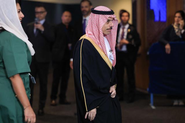 Saudi Arabia's Foreign Minister Faisal bin Farhan arrives for the 81st United Nations General Assembly at the United Nations Headquarters in New York, on September 22, 2026. (Photo by CHARLY TRIBALLEAU / AFP)