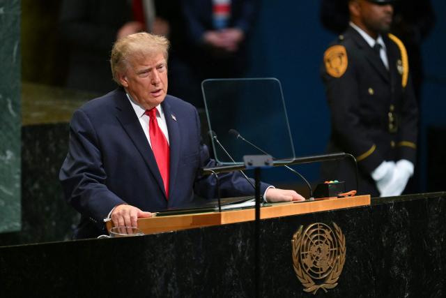 US President Donald Trump addresses the 81st United Nations General Assembly at the United Nations Headquarters in New York, on September 22, 2026. (Photo by ANGELA WEISS / AFP)